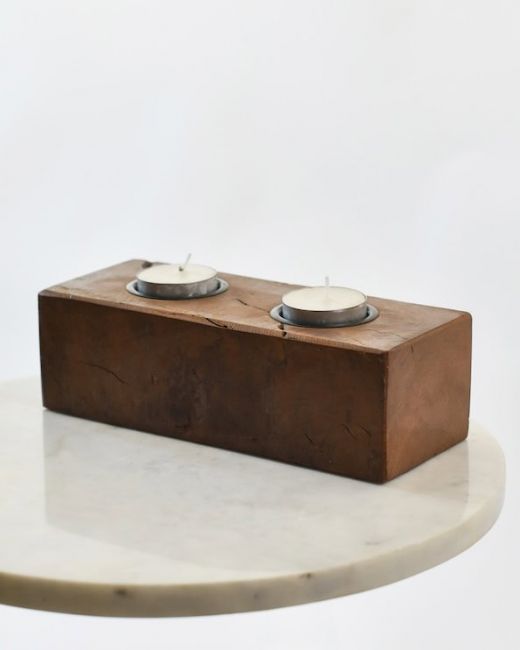 Reclaimed Wood Double Tealight Holder Reclaimed Wood Double Tealight Holder