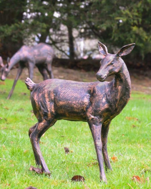 "Autumn" the Cast Aluminium Gazing Doe Positioned on a Grass Lawn "Autumn" the Cast Aluminium Gazing Doe Positioned on a Grass Lawn