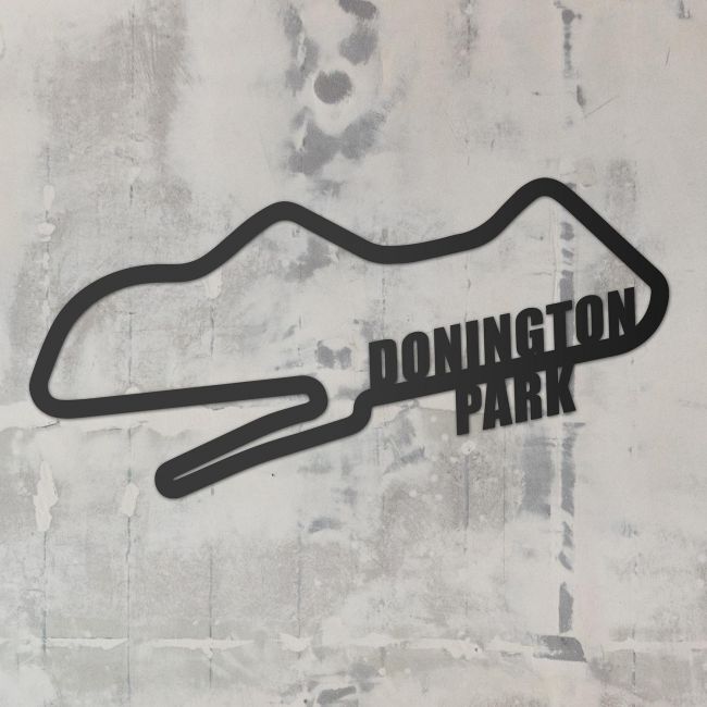 Donington Park Racing Circuit Wall Art on a Rustic Grey Wall Donington Park Racing Circuit Wall Art on a Rustic Grey Wall