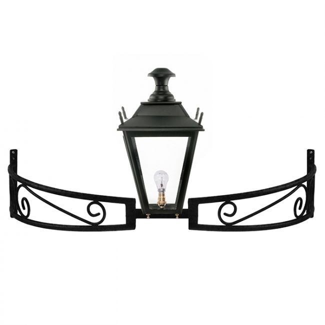 Black Dorchester Lantern On a Bow Bracket Black Dorchester Lantern On a Bow Bracket