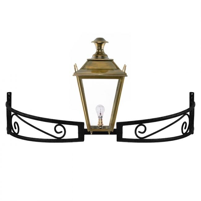 Antique Brass Dorchester Lantern On a Bow Bracket Antique Brass Dorchester Lantern On a Bow Bracket