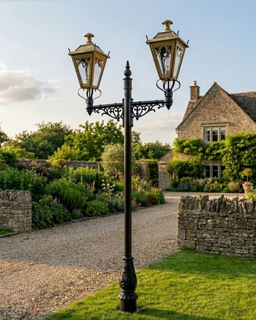 Double headed Gothic Lamp post digital illustration