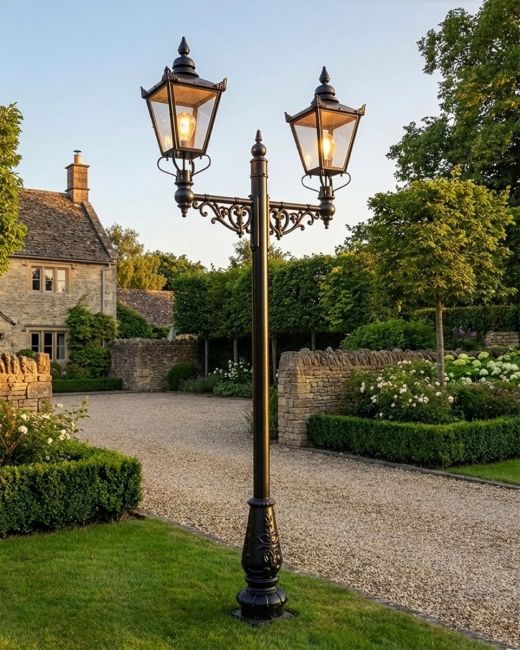 Double Headed Victorian Lamp Post digital illustration