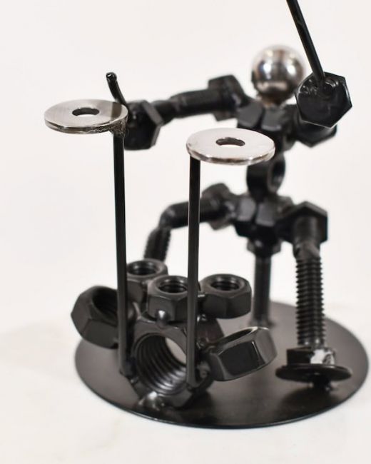 Recycled Metal Drummer Sculpture