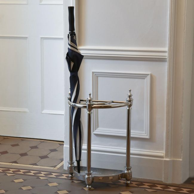 Wooden Umbrella & Walking Stick Stand with Polished Brass Fixings