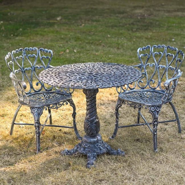 The "Royal Ascott" 2-Seater Outdoor Bistro Set - Antique Silver digital illustration The "Royal Ascott" 2-Seater Outdoor Bistro Set - Antique Silver digital illustration