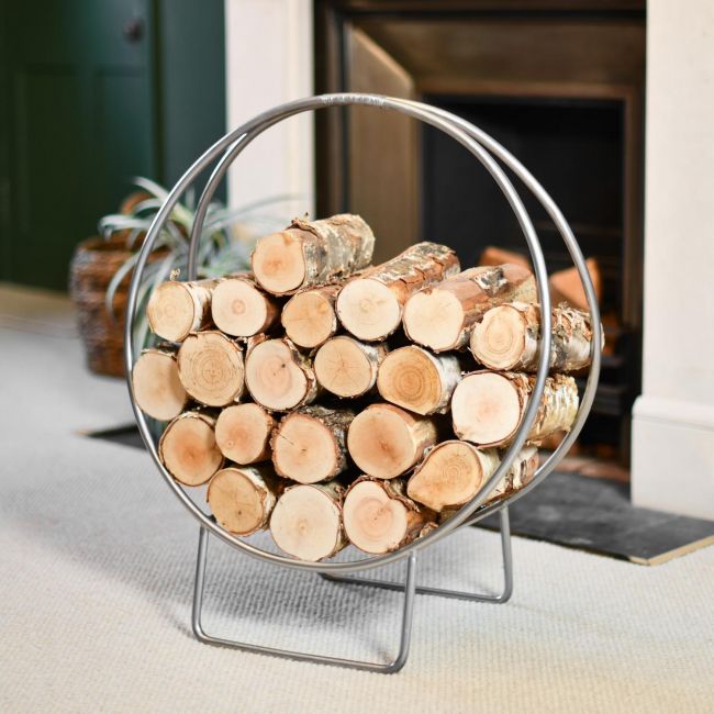 Nickel Finish Log Holder in Situ by the Fire Nickel Finish Log Holder in Situ by the Fire