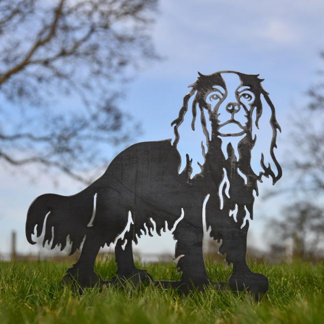 Staffordshire Bull Terrier Silhouette on Display in the Garden