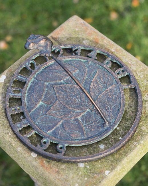 Aged Iron Frog Sundial In Situ 