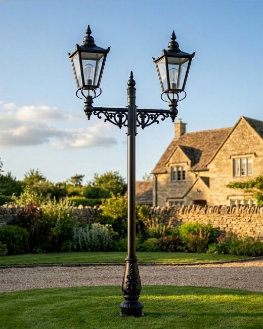 Dual Headed High Mast Column and Lantern Set digital illustration Dual Headed High Mast Column and Lantern Set digital illustration