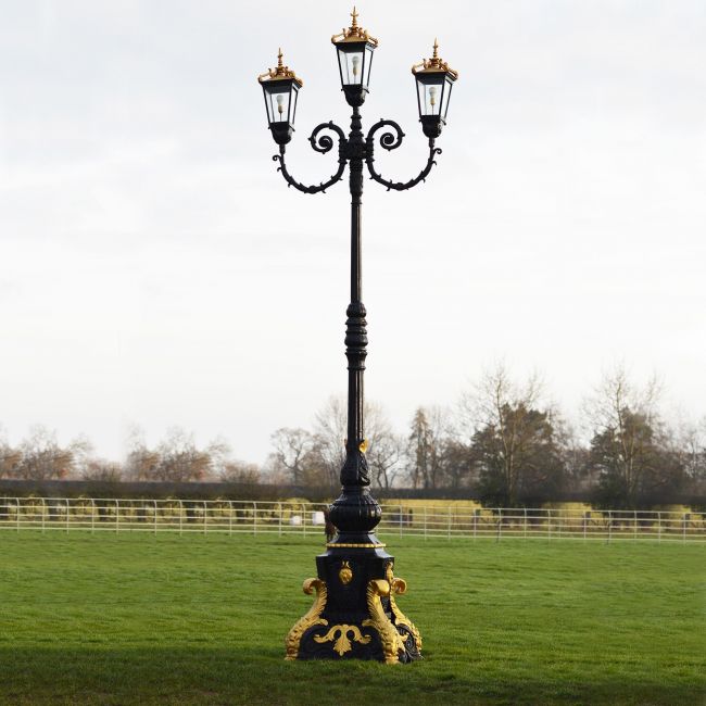 "Empress Eleanor" Ornate Lamp Post in a Black & Gold Finish "Empress Eleanor" Ornate Lamp Post in a Black & Gold Finish