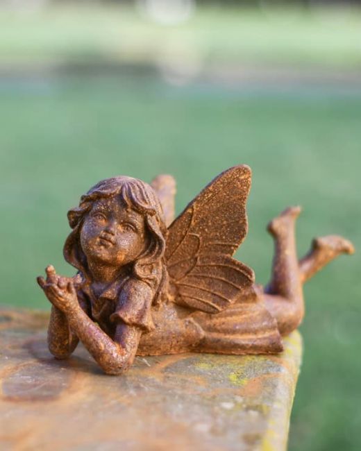Cast Iron Enchanting Fairy Garden Statue Cast Iron Enchanting Fairy Garden Statue