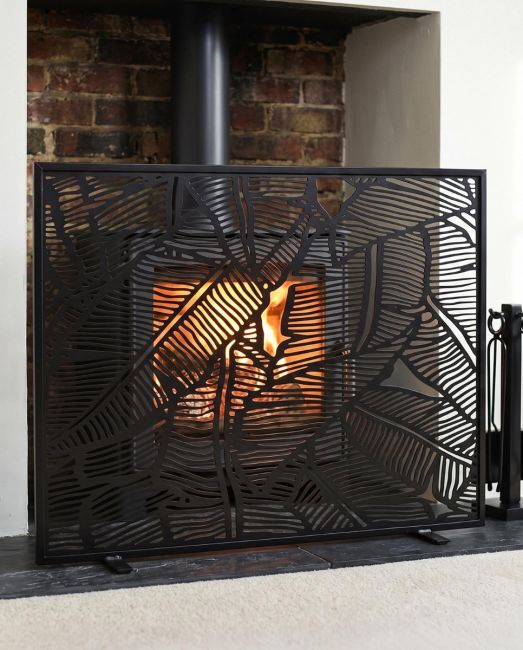 "Royal Osmunda" Tropical Leaf Fire Screen in Situ "Royal Osmunda" Tropical Leaf Fire Screen in Situ
