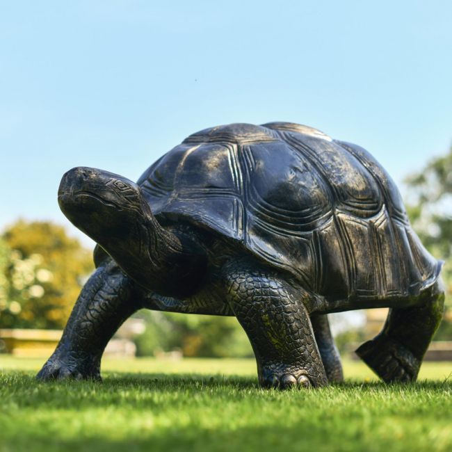 Extra Large Cast Aluminium "Charging" Tortoise Garden Sculpture