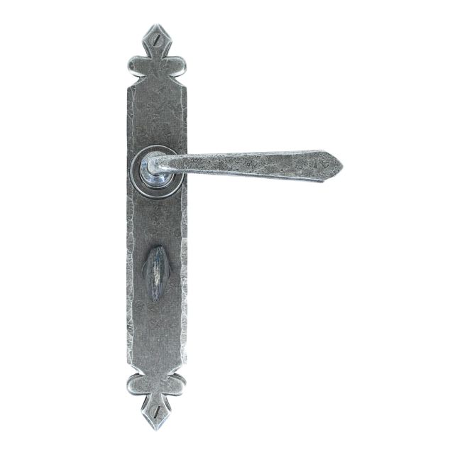 Antique Pewter Sprung Lever Handle With Bathroom Lock