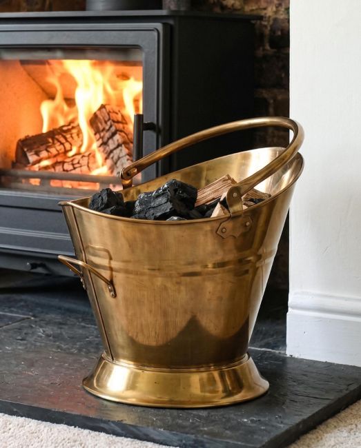 “Colnbrook Manor” Antique Brass Coal Bucket in Situ