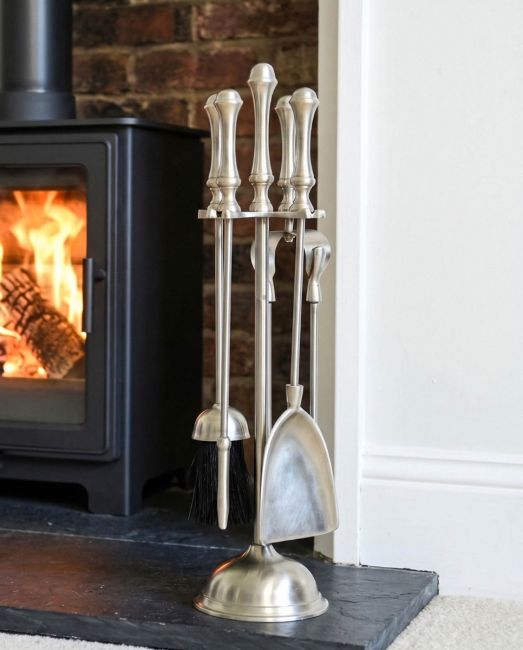 Traditional Pewter Companion Set in a Polished Finish