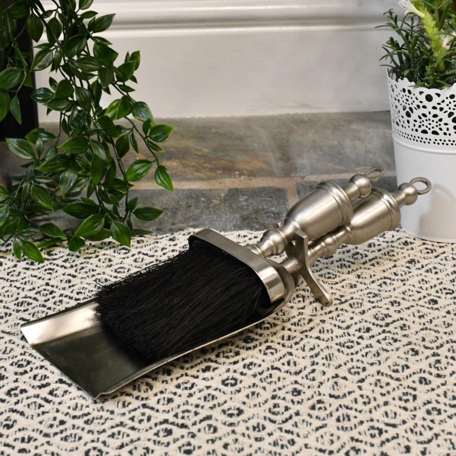 "Grecian" Pewter Brush and Pan Set Finished In Pewter "Grecian" Pewter Brush and Pan Set Finished In Pewter