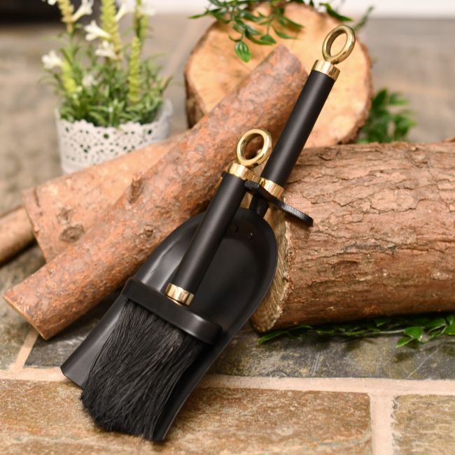 Brass and Black Iron Shovel and Brush Brass and Black Iron Shovel and Brush