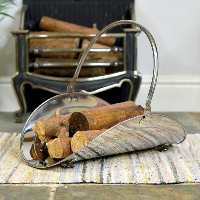 "Evington" Stainless Steel Curved Log Basket "Evington" Stainless Steel Curved Log Basket