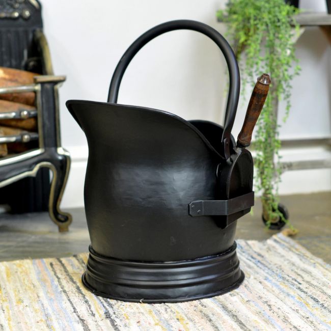 Black Traditional Coal Bucket With Traditional Shovel Black Traditional Coal Bucket With Traditional Shovel
