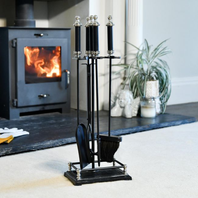 Nickel & Black Traditional Companion Set 64cm