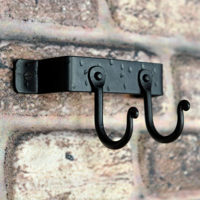 "Blacksmith Style" 2 Hook Wall Mounted Tool Rack