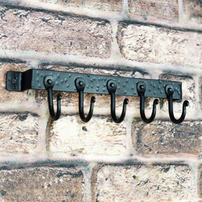 "Blacksmith Style" 5 Hook Wall Mounted Tool Rack