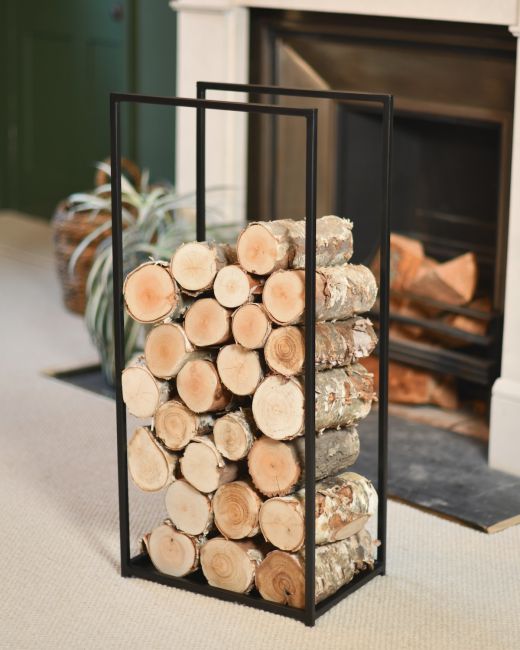 Tall Open Sided Log Holder in Situ Next to the Fireplace Tall Open Sided Log Holder in Situ Next to the Fireplace