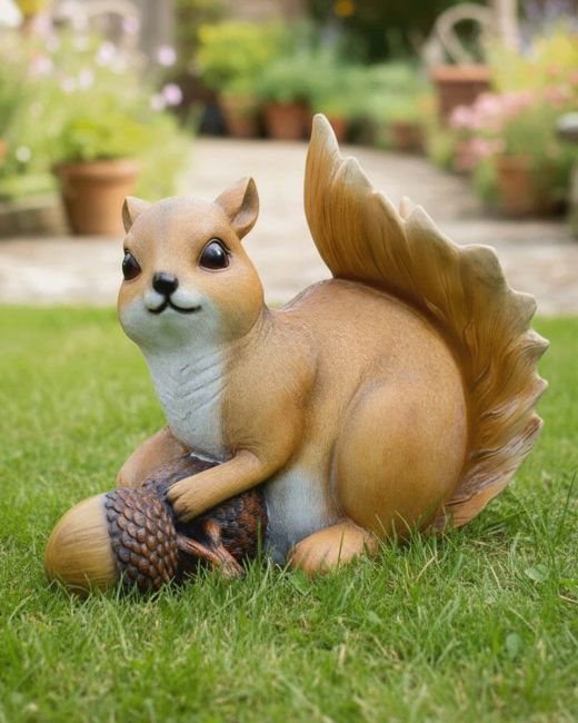 "Fidget" the Handpainted Fibreglass Squirrel Garden Sculpture