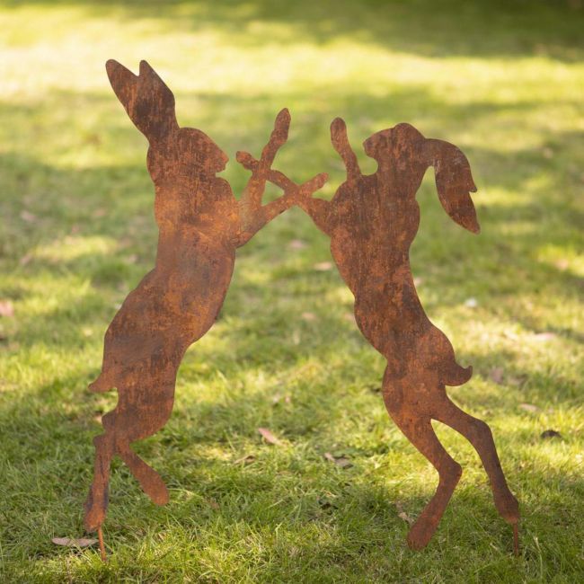 Fighting Hares Rustic Silhouette in Situ Fighting Hares Rustic Silhouette in Situ