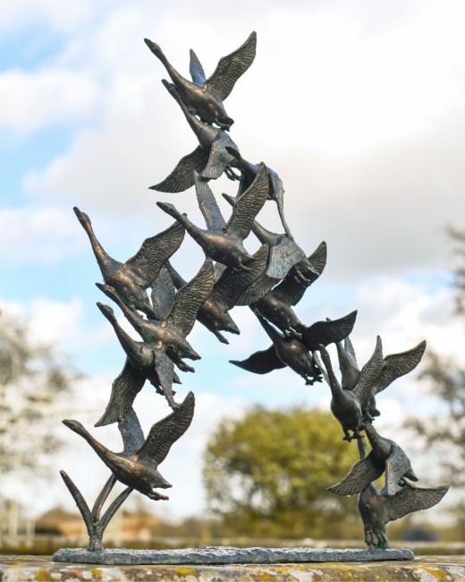 Flock of Flying Ducks Garden Sculpture  Flock of Flying Ducks Garden Sculpture