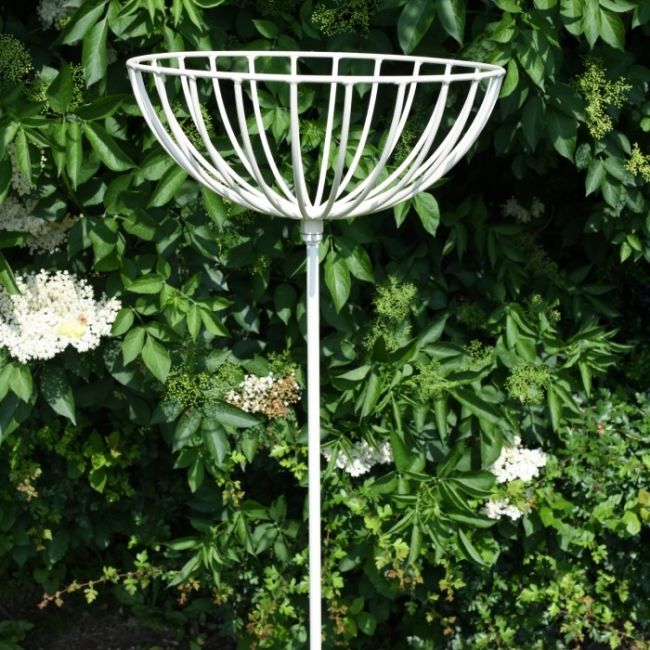 Flower Basket on Spike Finished in Cream Flower Basket on Spike Finished in Cream