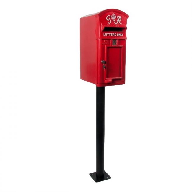 Curved Top GR Post Box & Stand - Red Curved Top GR Post Box & Stand - Red