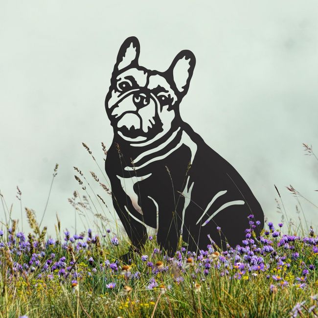 Staffordshire Bull Terrier Silhouette on Display in the Garden Staffordshire Bull Terrier Silhouette on Display in the Garden