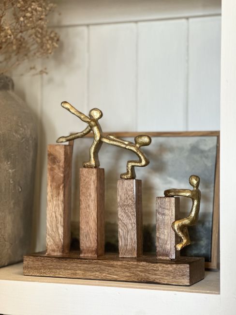 "Evolution"s Path" Aluminium & Mango Wood Sculpture - Gold "Evolution"s Path" Aluminium & Mango Wood Sculpture - Gold