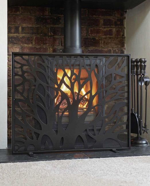 "The Linden" Contemporary Black Fire Screen