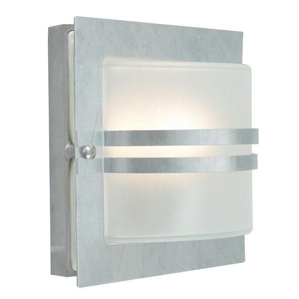 Galvanised Steel "Ettington" Frosted Outdoor Wall Light Galvanised Steel "Ettington" Frosted Outdoor Wall Light