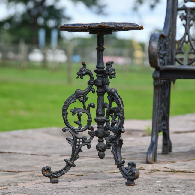 "The Serpent" Aged Black Gothic Cast Iron Side Table "The Serpent" Aged Black Gothic Cast Iron Side Table