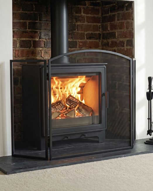 Black Central Arched Three Fold Fire Guard with Mesh Black Central Arched Three Fold Fire Guard with Mesh