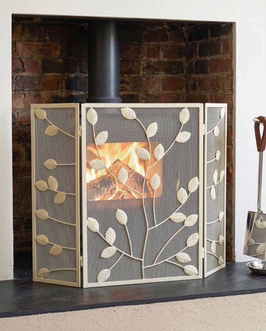 Cream climbing leaf design fire guard Cream climbing leaf design fire guard