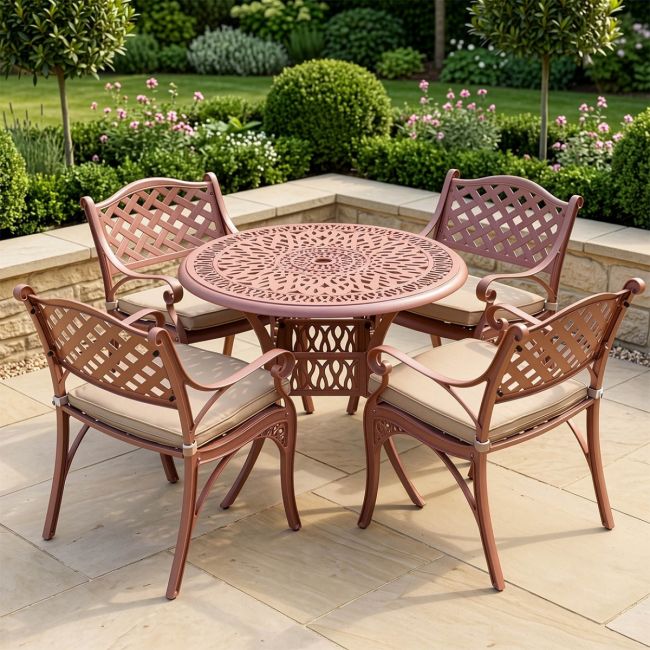 The “Astoria” Deluxe 4-Seater Outdoor Dining Set - Terracotta Digital Illustration The “Astoria” Deluxe 4-Seater Outdoor Dining Set - Terracotta Digital Illustration