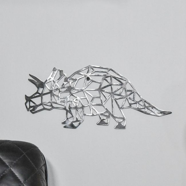 Geometric Triceratops Wall Art in a Natural Steel Finish Geometric Triceratops Wall Art in a Natural Steel Finish