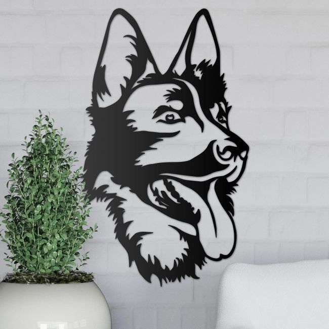 German Shepherd Wall Art in Situ Next to a Flower Pot German Shepherd Wall Art in Situ Next to a Flower Pot