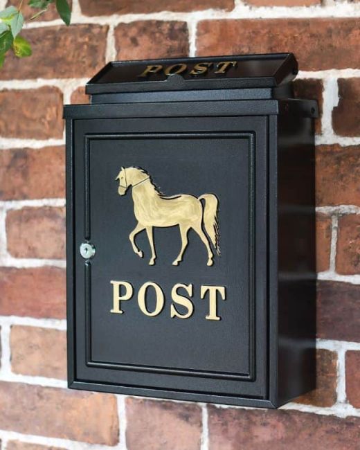 Gold Horse Wall Mounted Post Box - Thumbnail Gold Horse Wall Mounted Post Box - Thumbnail