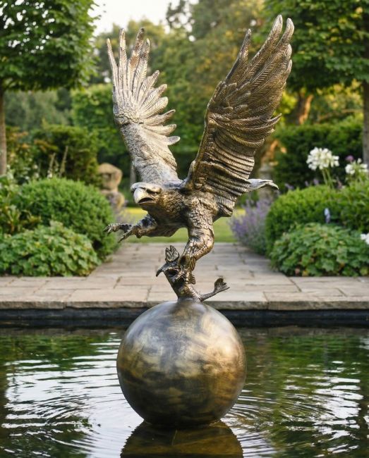 Golden Eagle Catching Fish Garden Ornament ai illustration Golden Eagle Catching Fish Garden Ornament ai illustration