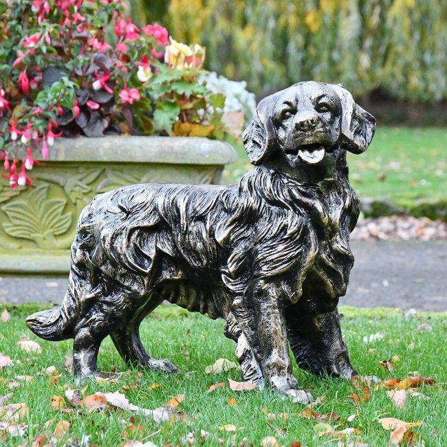 Golden Retriever Sculpture in an Antique Gold Finish