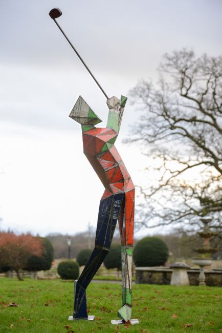 ‘Birdie’ the Golfing Upcycled Oil Drum Garden Sculpture main image