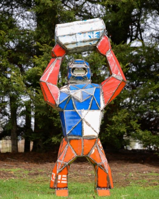 Gorilla Holding Barrel Upcycled Oil Drum Garden Sculpture Gorilla Holding Barrel Upcycled Oil Drum Garden Sculpture