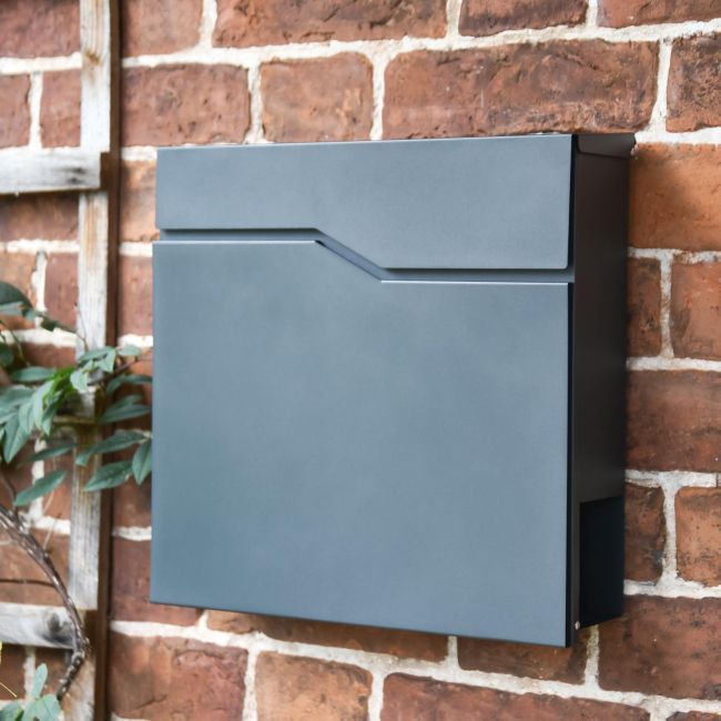 Granite Grey "Staggered" Wall Mounted Post Box & Newspaper Holder Granite Grey "Staggered" Wall Mounted Post Box & Newspaper Holder